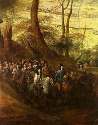 Ludwig II. (1621-86) von Bourbon, Herzog von Enghien, unter Kavaliere, die eine Stadt belagern, ca. 1647